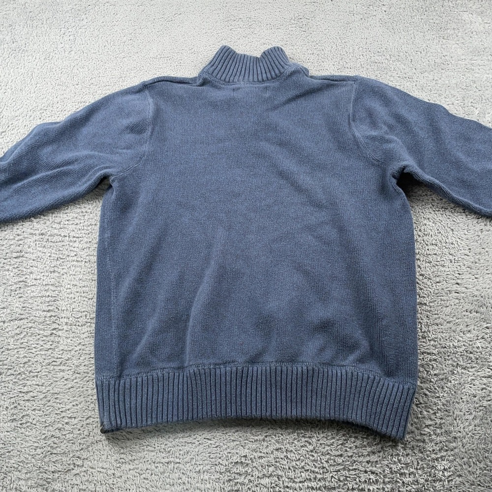 Eddie Bauer Sweater Mens Large Blue 1/4 Zip Mock Neck Cotton Knit Pullover - Picture 3 of 10